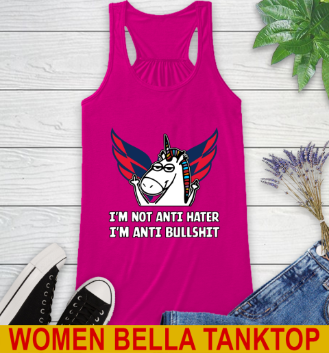 Washington Capitals NHL Hockey Unicorn I'm Not Anti Hater I'm Anti Bullshit Racerback Tank 8