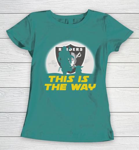 Oakland Raiders NFL Football Star Wars Yoda And Mandalorian This Is The Way Women's T-Shirt 10