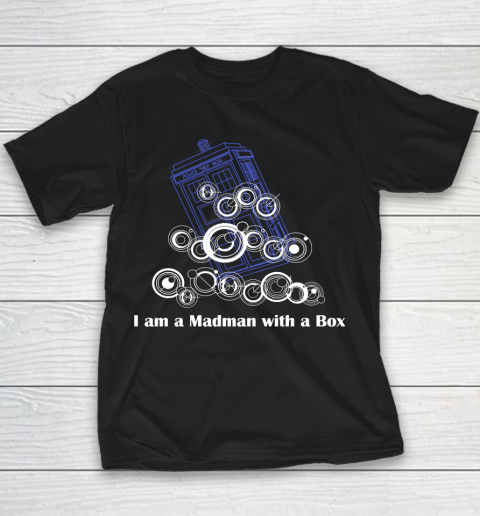 Doctor Who Shirt I am a Madman with a Box  Timelord Writing Youth T-Shirt