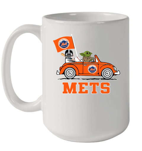 MLB Baseball New York Mets Darth Vader Baby Yoda Driving Star Wars Shirt Ceramic Mug 15oz