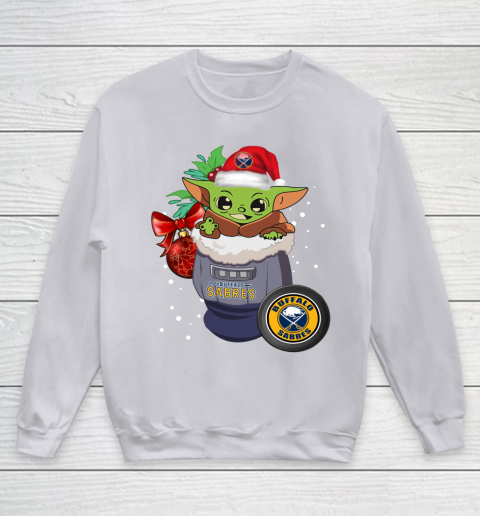 Buffalo Sabres Christmas Baby Yoda Star Wars Funny Happy NHL Youth Sweatshirt 4