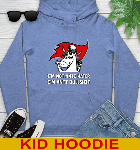 Tampa Bay Buccaneers NFL Football Unicorn I'm Not Anti Hater I'm Anti Bullshit Youth Hoodie 12