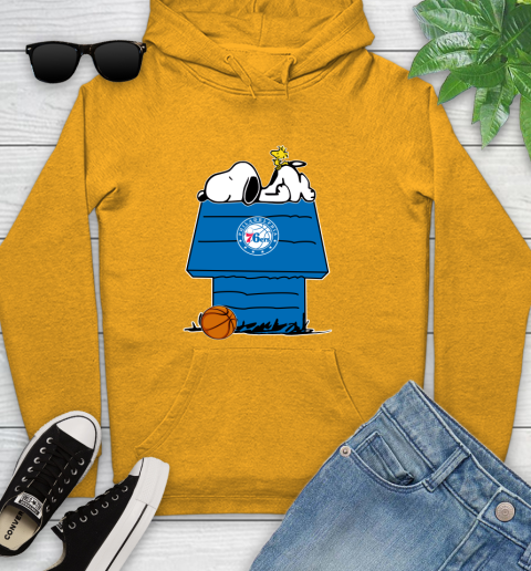Philadelphia 76ers NBA Basketball Snoopy Woodstock The Peanuts Movie Youth Hoodie 3