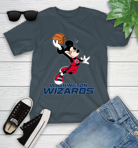 NBA Basketball Washington Wizards Cheerful Mickey Mouse Shirt Youth T-Shirt 8