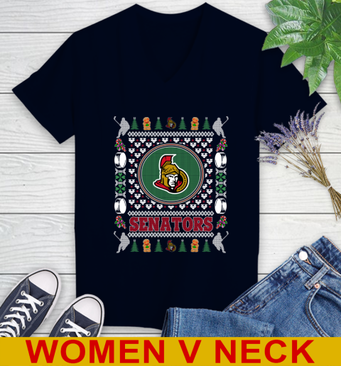 Ottawa Senators Merry Christmas NHL Hockey Loyal Fan Women's V-Neck T-Shirt 2