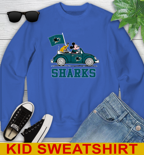 NHL Hockey San Jose Sharks Pluto Mickey Driving Disney Shirt Youth Sweatshirt 7