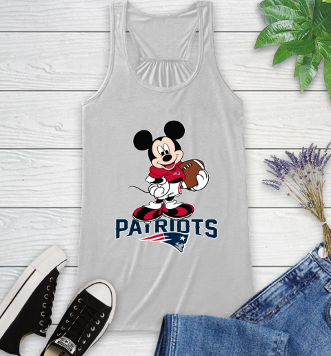 NFL Football New England Patriots Cheerful Mickey Mouse Shirt Racerback Tank 2