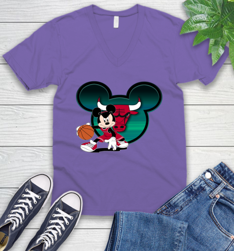 NBA Chicago Bulls Mickey Mouse Disney Basketball V-Neck T-Shirt 10