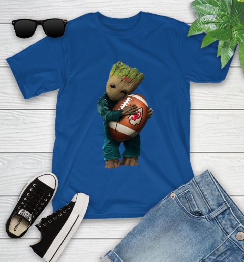 NFL Groot Guardians Of The Galaxy Football Sports Kansas City Chiefs Youth T-Shirt 9