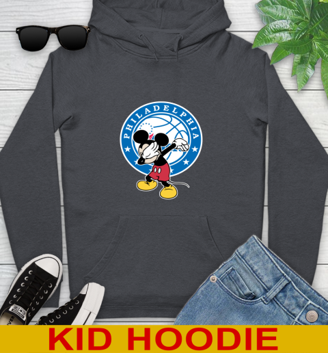 Philadelphia 76ers NBA Basketball Dabbing Mickey Disney Sports Youth Hoodie 9