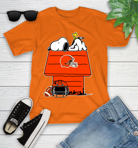 Cleveland Browns NFL Football Snoopy Woodstock The Peanuts Movie Youth T-Shirt 7