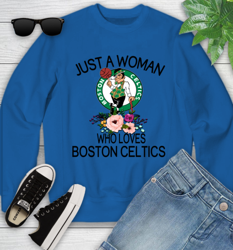NBA Just A Woman Who Loves Boston Celtics Basketball Sports Youth Sweatshirt 4