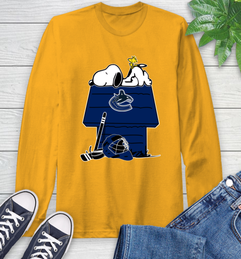 Vancouver Canucks NHL Hockey Snoopy Woodstock The Peanuts Movie Long Sleeve T-Shirt 3