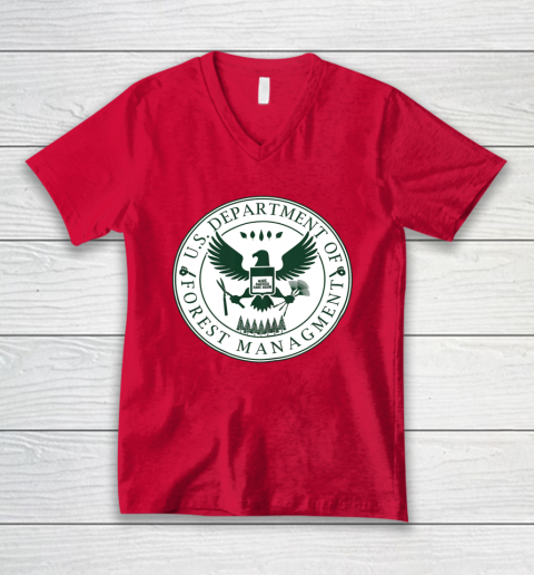 Make America Rake Again US Department Of Forest Managment V-Neck T-Shirt 3