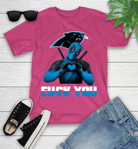 NHL Carolina Panthers Deadpool Love You Fuck You Football Sports Youth T-Shirt 11