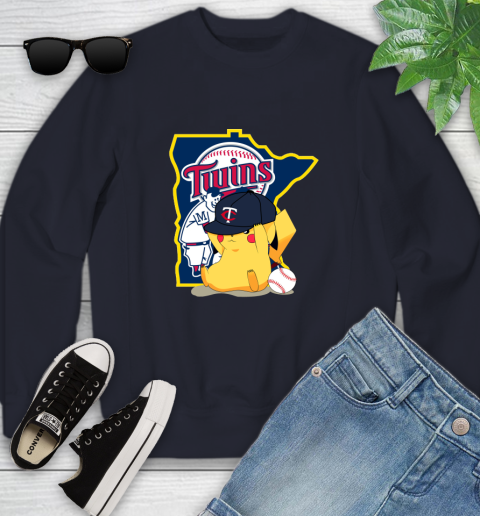 MLB Pikachu Baseball Sports Minnesota Twins Youth Sweatshirt 3
