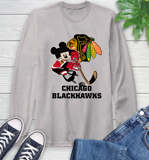 NHL Chicago Blackhawks Mickey Mouse Disney Hockey T Shirt Long Sleeve T-Shirt 12