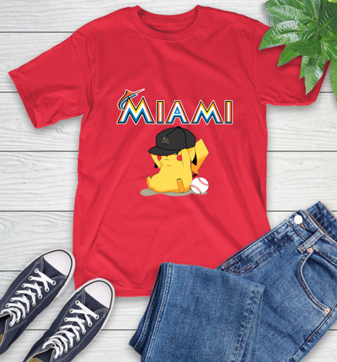 MLB Pikachu Baseball Sports Miami Marlins T-Shirt 10