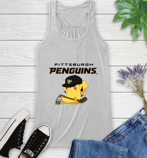 NHL Pikachu Hockey Sports Pittsburgh Penguins Racerback Tank