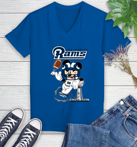 NFL Los Angeles Rams Mickey Mouse Disney Super Bowl Football T Shirt Women's V-Neck T-Shirt 10