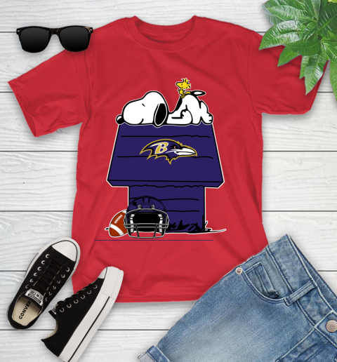 Baltimore Ravens NFL Football Snoopy Woodstock The Peanuts Movie Youth T-Shirt 10