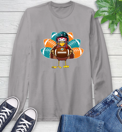 Miami Dolphins Turkey Thanksgiving Day Long Sleeve T-Shirt 6