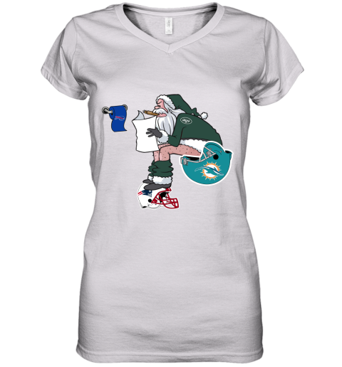 Santa Claus New York Jets Shit On Other Teams Christmas Women's V-Neck T-Shirt