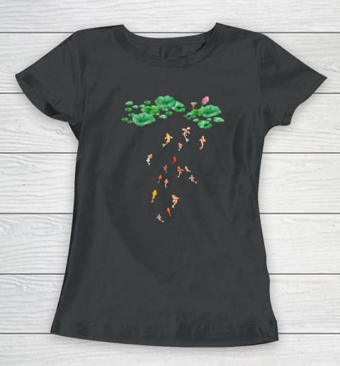Watercolor Japanese Koi Fish Goldfish Lily Pad Lotus Leaf Shirt Women's T-Shirt