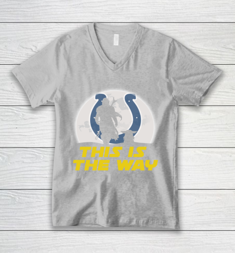Indianapolis Colts NFL Football Star Wars Yoda And Mandalorian This Is The Way V-Neck T-Shirt 3