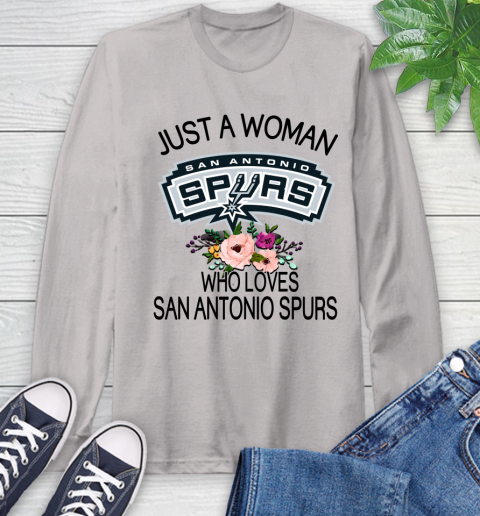 NBA Just A Woman Who Loves San Antonio Spurs Basketball Sports Long Sleeve T-Shirt 11
