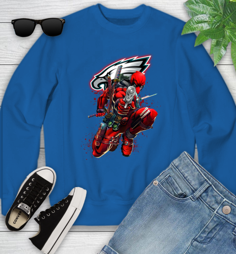 NFL Deadpool Marvel Comics Sports Football Philadelphia Eagles Youth Sweatshirt 8