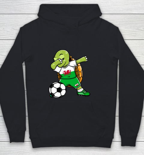 Dabbing Turtle Wales Soccer Fan Jersey Welsh Football Lovers Youth Hoodie