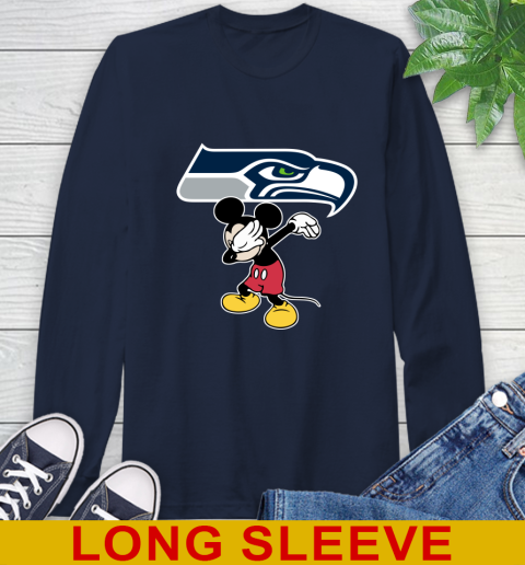 Seattle Seahawks NFL Football Dabbing Mickey Disney Sports Long Sleeve T-Shirt 4