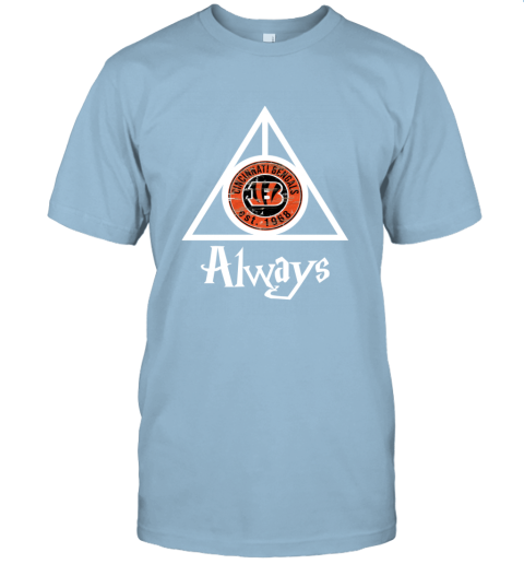 Always Love The Cincinnati Bengals x Harry Potter Mashup NFL omtx always love the cincinnati bengals x harry potter classic t shirt 2 front light blue