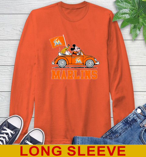 MLB Baseball Miami Marlins Pluto Mickey Driving Disney Shirt Long Sleeve T-Shirt 5