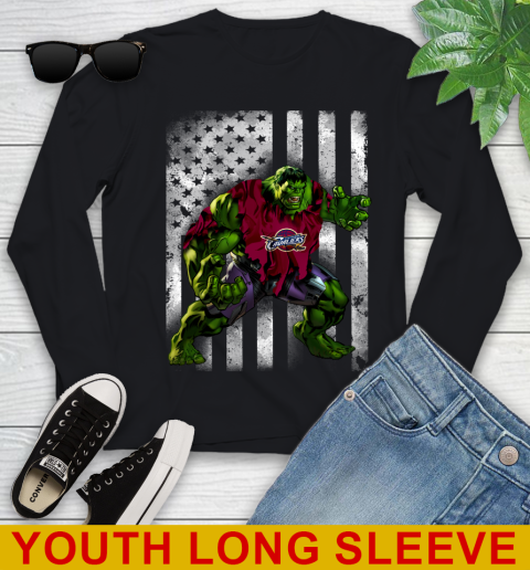 Cleveland Cavaliers Hulk Marvel Avengers NBA Basketball American Flag Youth Long Sleeve