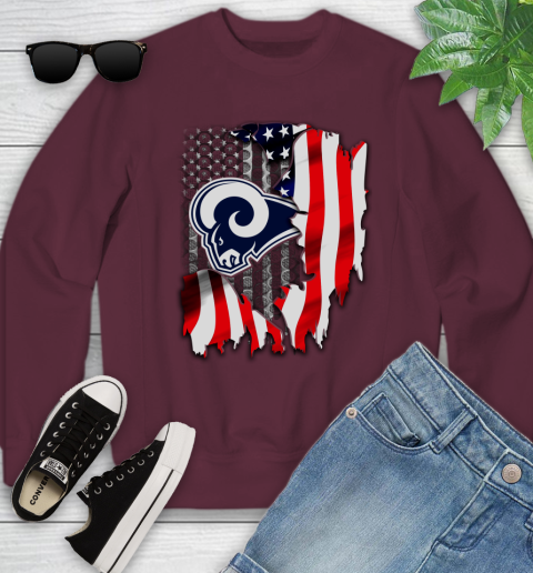 Los Angeles Rams NFL Football American Flag Youth Sweatshirt 4
