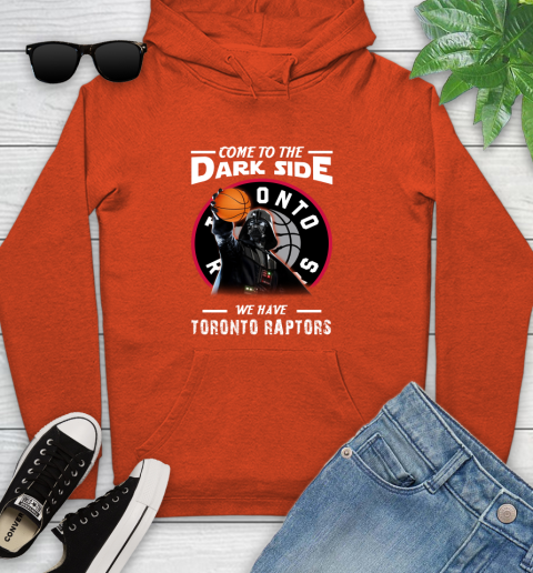 NBA Come To The Dark Side We Have Toronto Raptors Star Wars Darth Vader Basketball Youth Hoodie 4