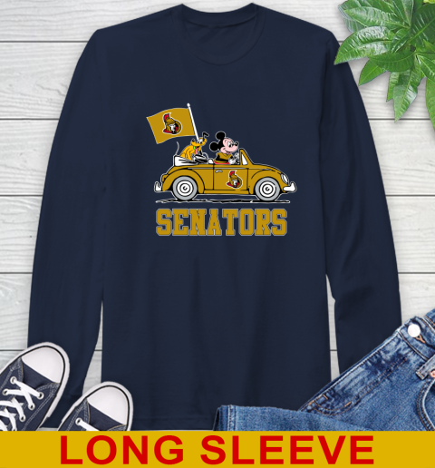 NHL Hockey Ottawa Senators Pluto Mickey Driving Disney Shirt Long Sleeve T-Shirt 4