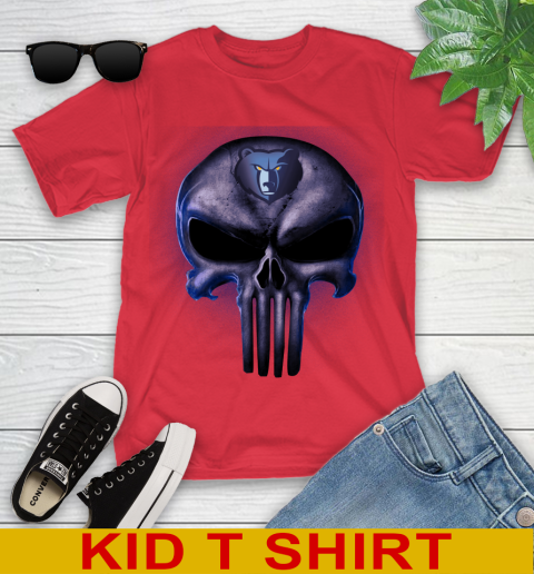 Memphis Grizzlies NBA Basketball Punisher Skull Sports Youth T-Shirt 11