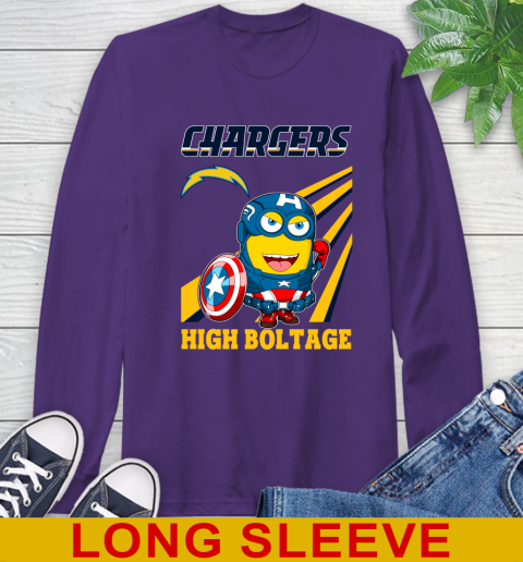 NFL Football Los Angeles Chargers Captain America Marvel Avengers Minion Shirt Long Sleeve T-Shirt 5