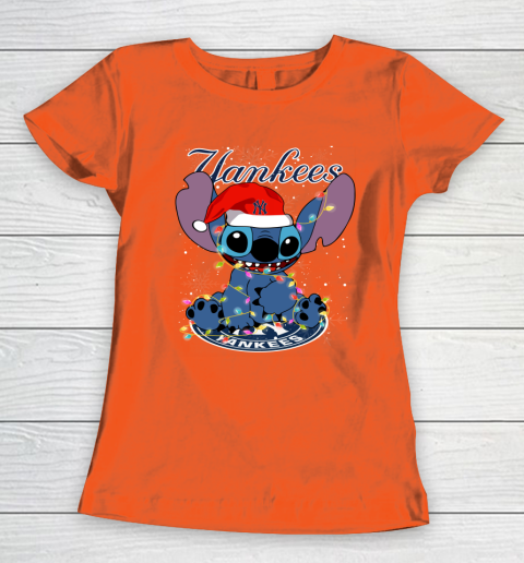 New York Yankees MLB noel stitch Baseball Christmas Women's T-Shirt 2