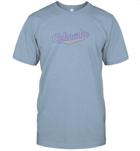i0lu colorado shirtretro baseball script design jersey t shirt 60 front light blue