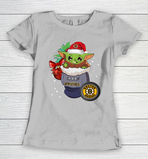 Boston Bruins Christmas Baby Yoda Star Wars Funny Happy NHL Women's T-Shirt 6