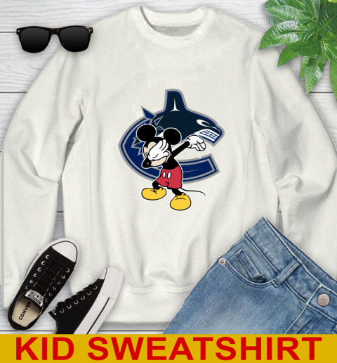 Vancouver Canucks NHL Hockey Dabbing Mickey Disney Sports Youth Sweatshirt