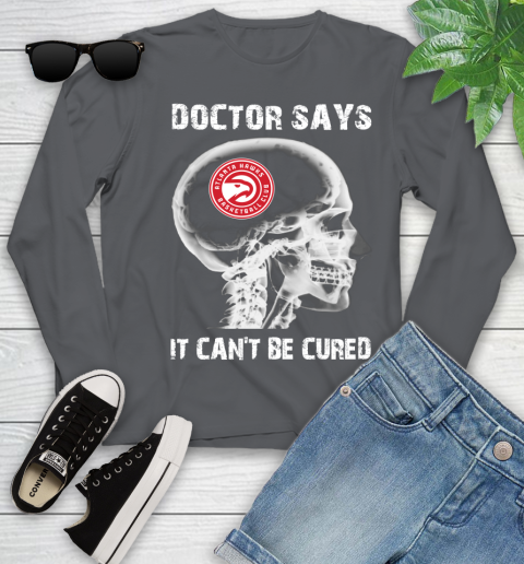 NBA Atlanta Hawks Basketball Skull It Can't Be Cured Shirt Youth Long Sleeve 8