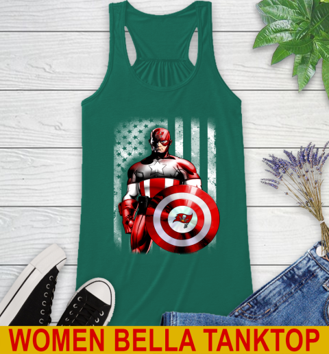 Tampa Bay Buccaneers NFL Football Captain America Marvel Avengers American Flag Shirt Racerback Tank 5
