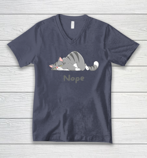 Nope Not Today Funny A Lazy Cat V-Neck T-Shirt 6