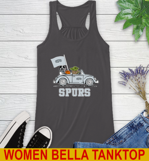 NBA Basketball San Antonio Spurs Darth Vader Baby Yoda Driving Star Wars Shirt Racerback Tank 12