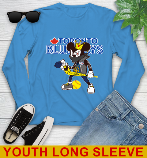 Toronto Blue Jays MLB Baseball Mickey Peace Sign Sports Youth Long Sleeve 8
